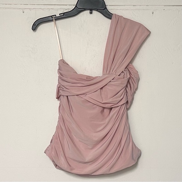 L.A.M.B. by Gwen Stefani NWT Ruched On Shoulder Top in Rose Smoke - Picture 4 of 14